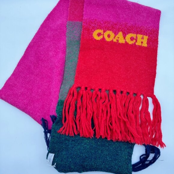 COACH colorblocked wool and alpaca ombre knit long winter scarf -Multicolor - Picture 3 of 9